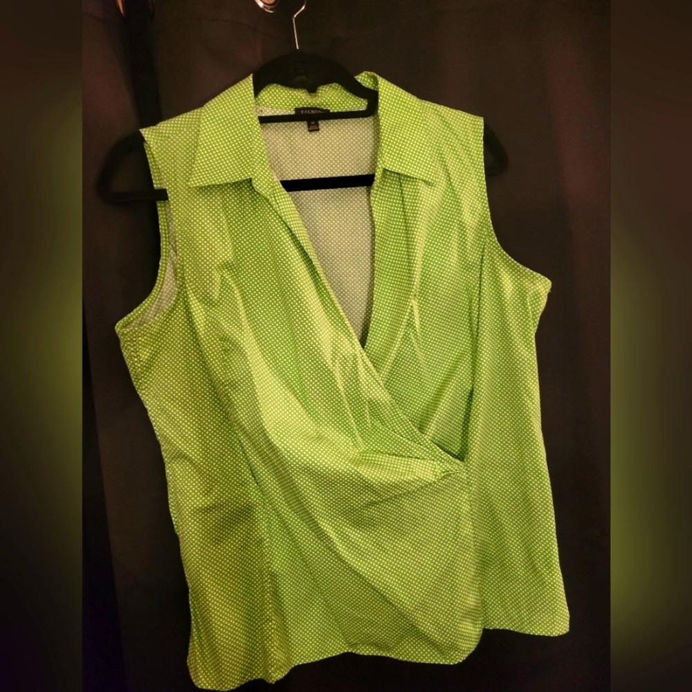 Talbots Faux Wrap Sleeveless Collared Top